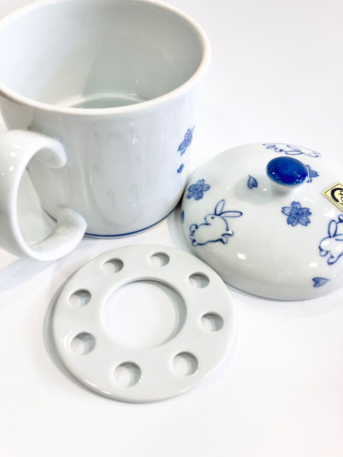 新品】有田焼 入れ歯ケース｜ウサギ柄 蓋付き 陶器製 入れ歯入れ