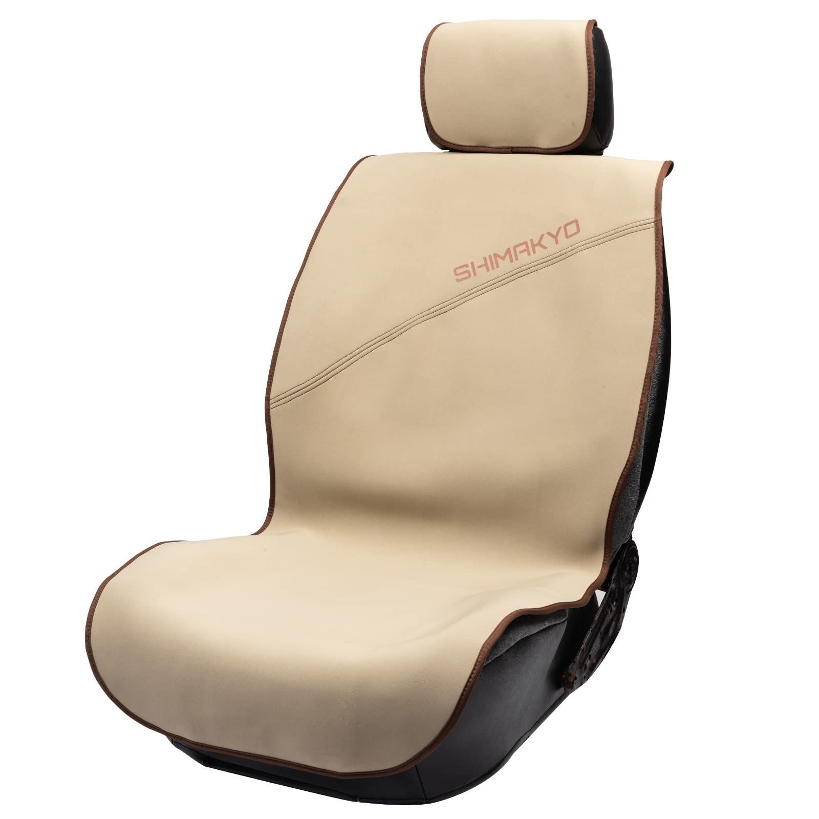 新品 SHIMAKYO シートカバー 車用 防水 撥水仕様 抗菌防臭 汚れ防止 ウェットスーツ素材 フロント席 1枚 軽/普通車対応 ズレにくい 丸洗い可能 シート保護 アイボリー
