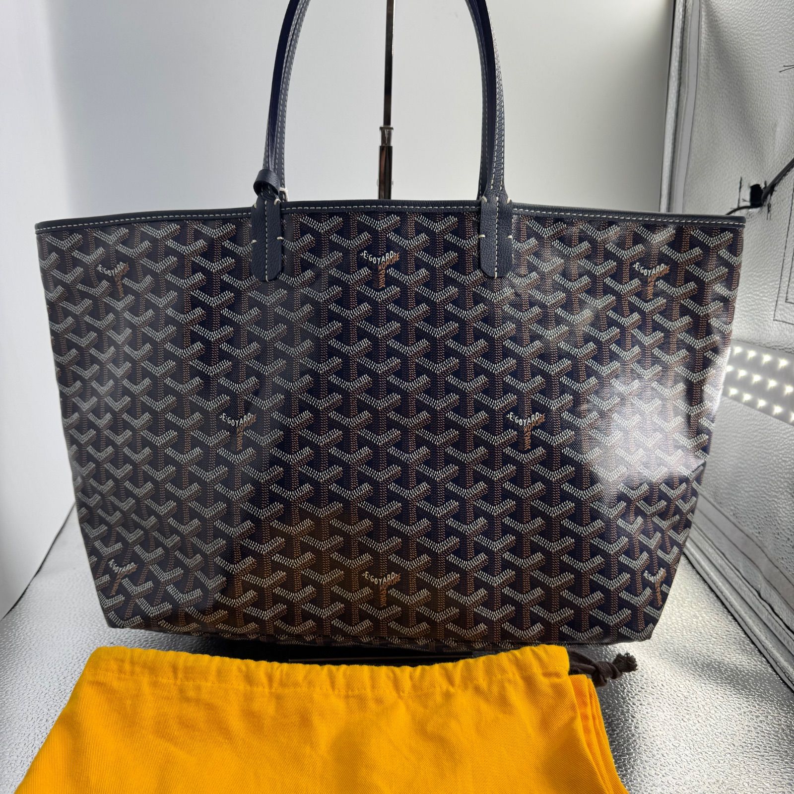 GOYARD サンルイPM ネイビー PVCコーティングキャンバス トートバッグ