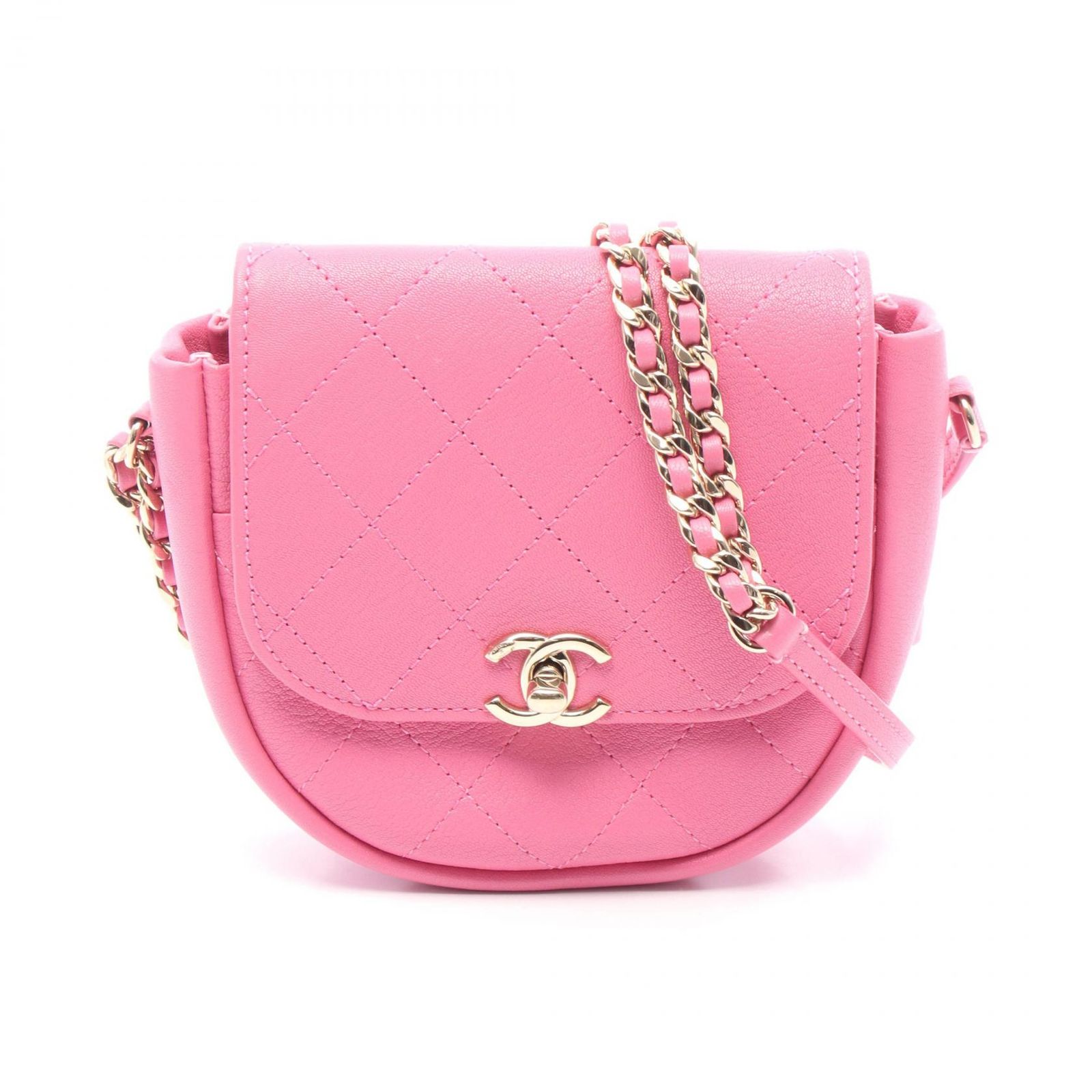 CHANEL ピンク レザー チェーンバッグ 楽天市場】CHANEL シャネル ハーフココマーク シングルフラップ