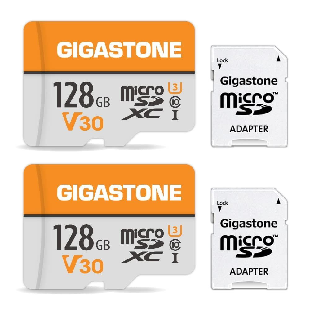 Color 128GB Full HD 2-Pack GIGASTONE マイクロSDカード 128GB 2個セット SDアダプタ付き U3 C10 95MB|S SDXC 4K Ultra HD ビデオ 撮影