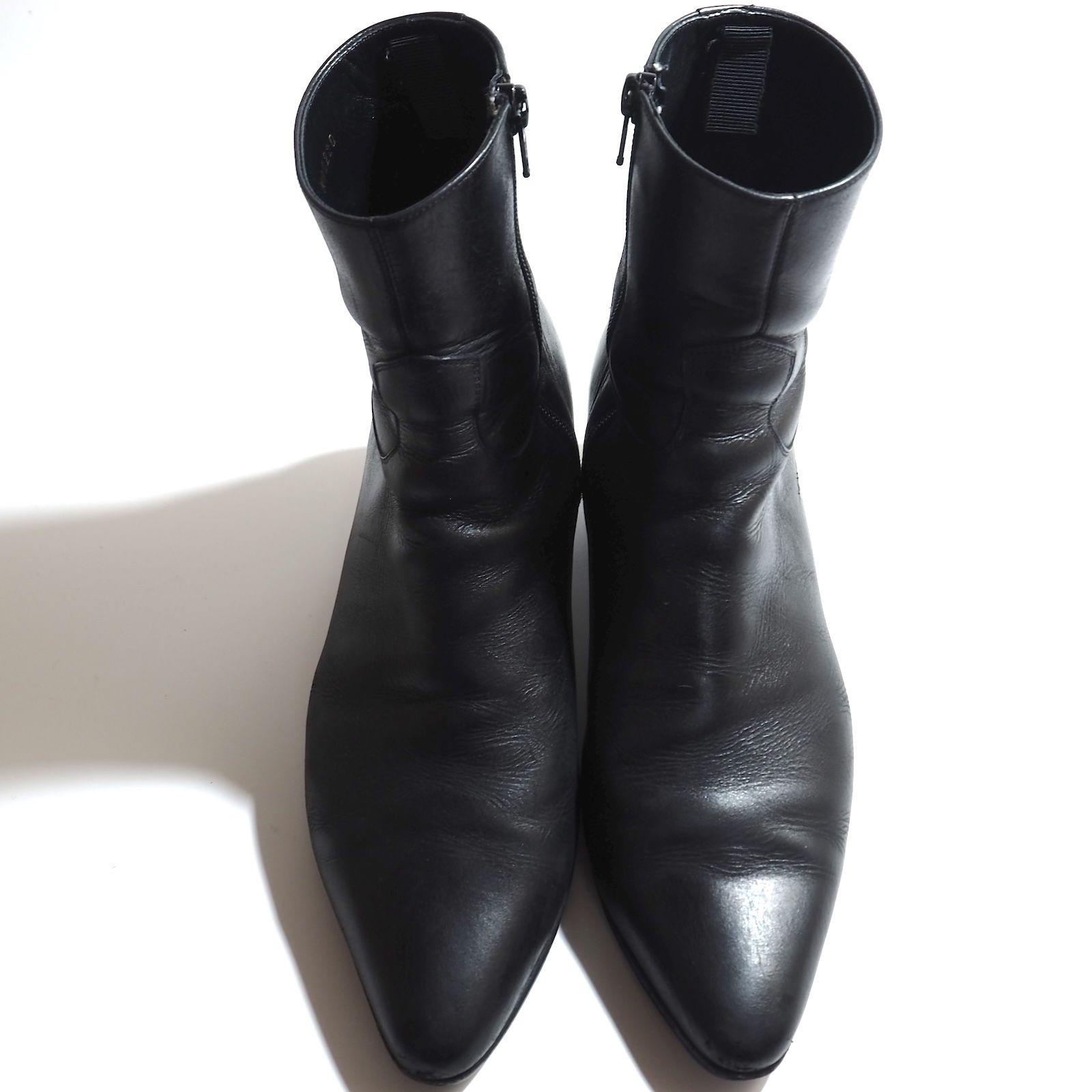 CELINEブラックレザー ジッパーブーティ セリーヌ CELINE JACNO ジャクノ サイドジップ レザー ブーツ 41