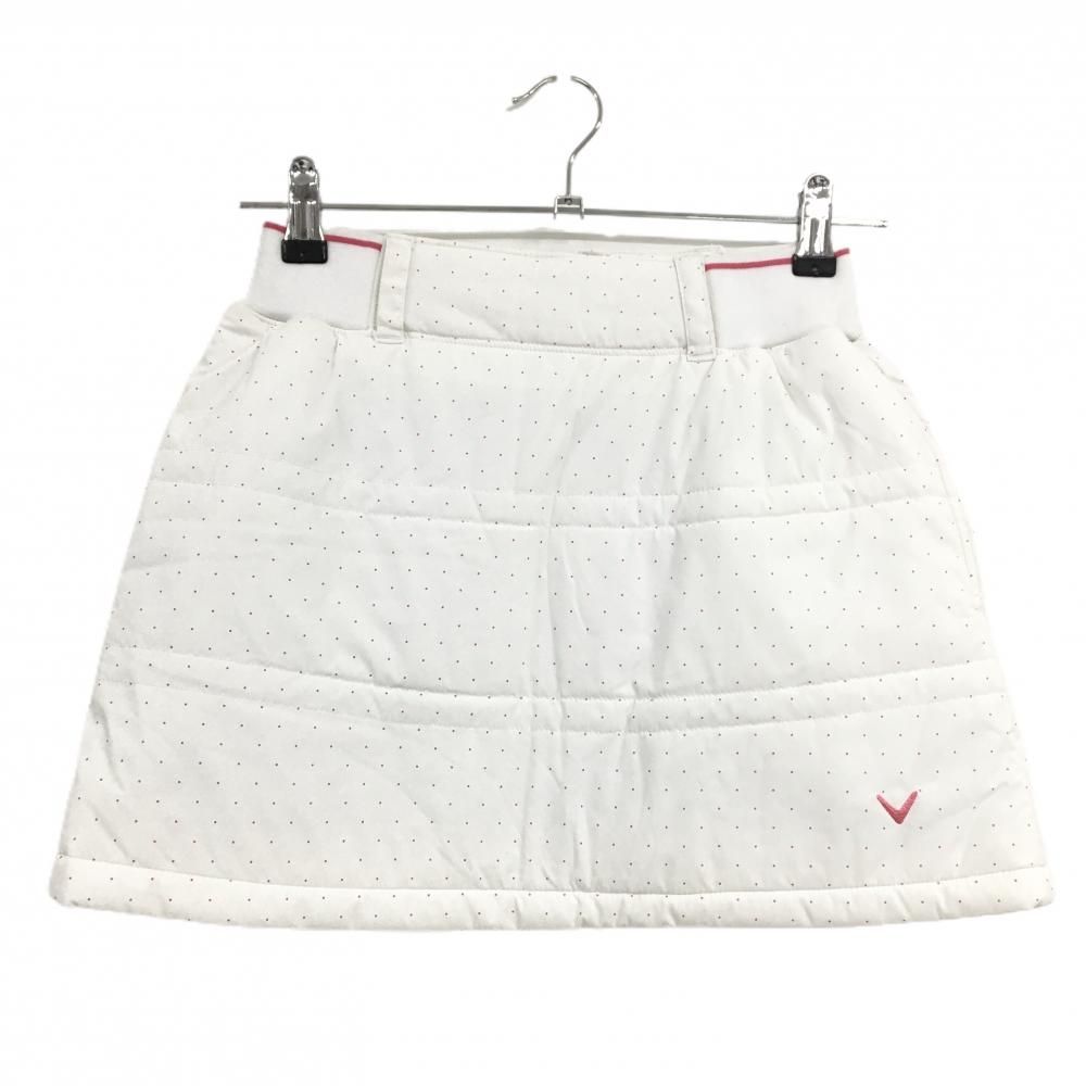 美品】キャロウェイ 中綿スカート 白×ピンク ドット 総柄 ロゴ刺しゅう