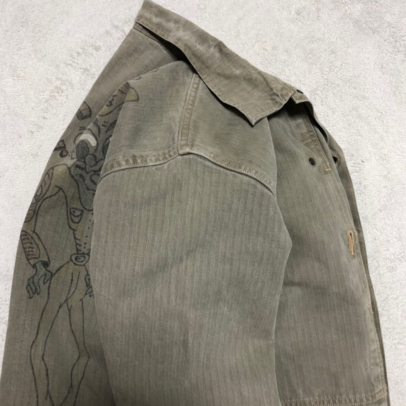 BUZZ RICKSON'S HERRINGBONE UTILITY JACKET HAND PAINT USMC