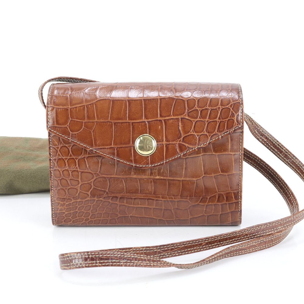 【中古】クロコダイル レザー ハンドバッグ センター取り ワニ革 茶 ブラウン レディース クロコダイルレザー ハンドバッグ ブラウン 中古】ハンドバッグ