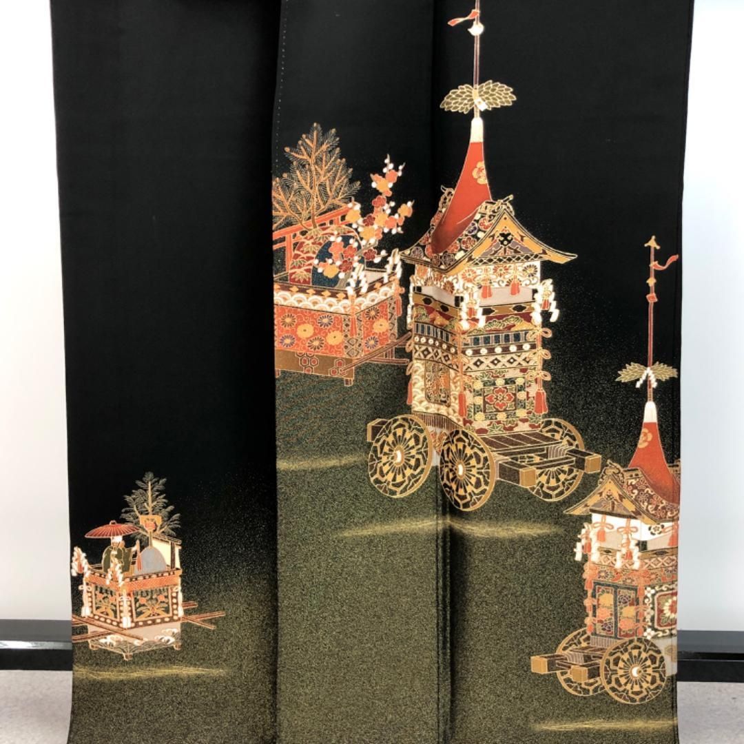 黒留袖 作家物 鉾 花草模様 金彩 黒色 K-5184 黒留袖 作家物 鉾 花草模様 金彩 黒色 K-5184 - メルカリ