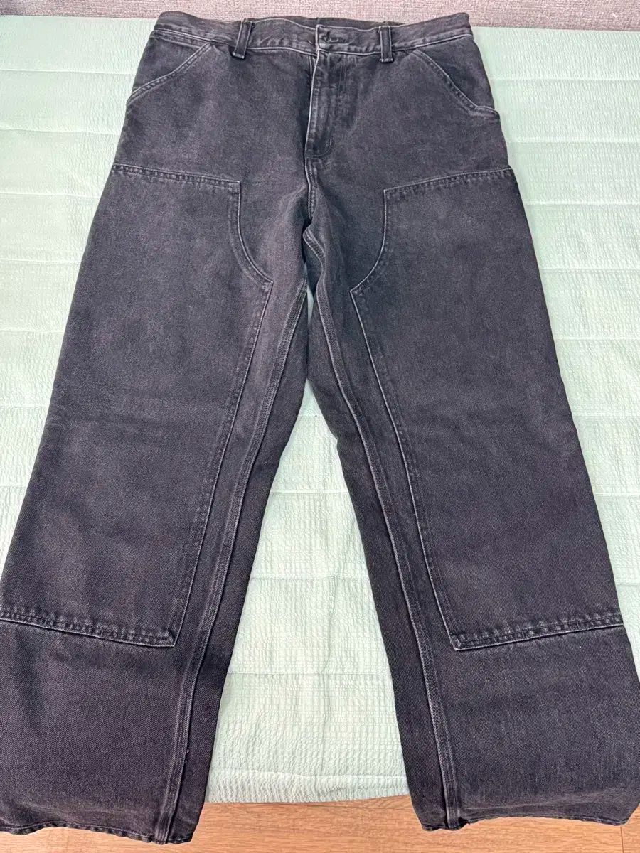 【雷市場（ポンジャン）商品韓国直送】 Carhartt(カーハート) wip ダブルニー パンツ 黒 （ サイズ w30 L32 ）