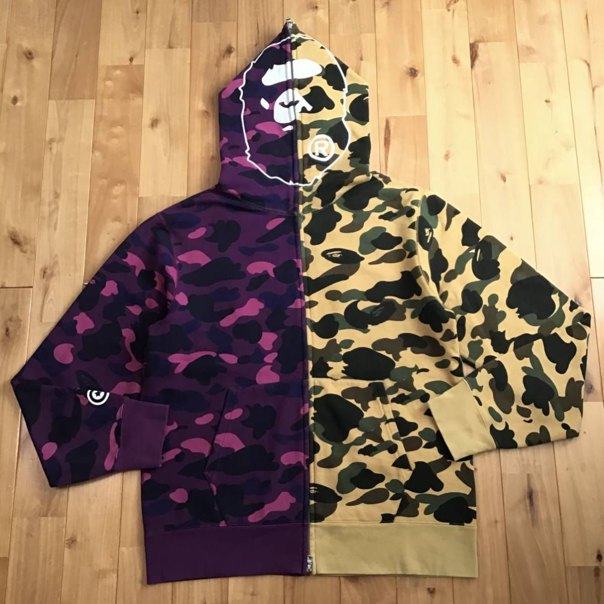 ☆XL☆ APE head full zip Hoodie 1st camo × Purple camo a bathing