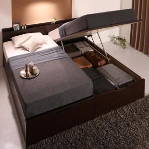 100%新品，正規品 お客様組立 棚・コンセント付国産大型サイズ跳ね上げ収納ベッド Landelutz ランデルッツ 薄型プレミアムボンネルコイルマットレス付き 縦開き クイーン(SS×2)【代引不可】 キング