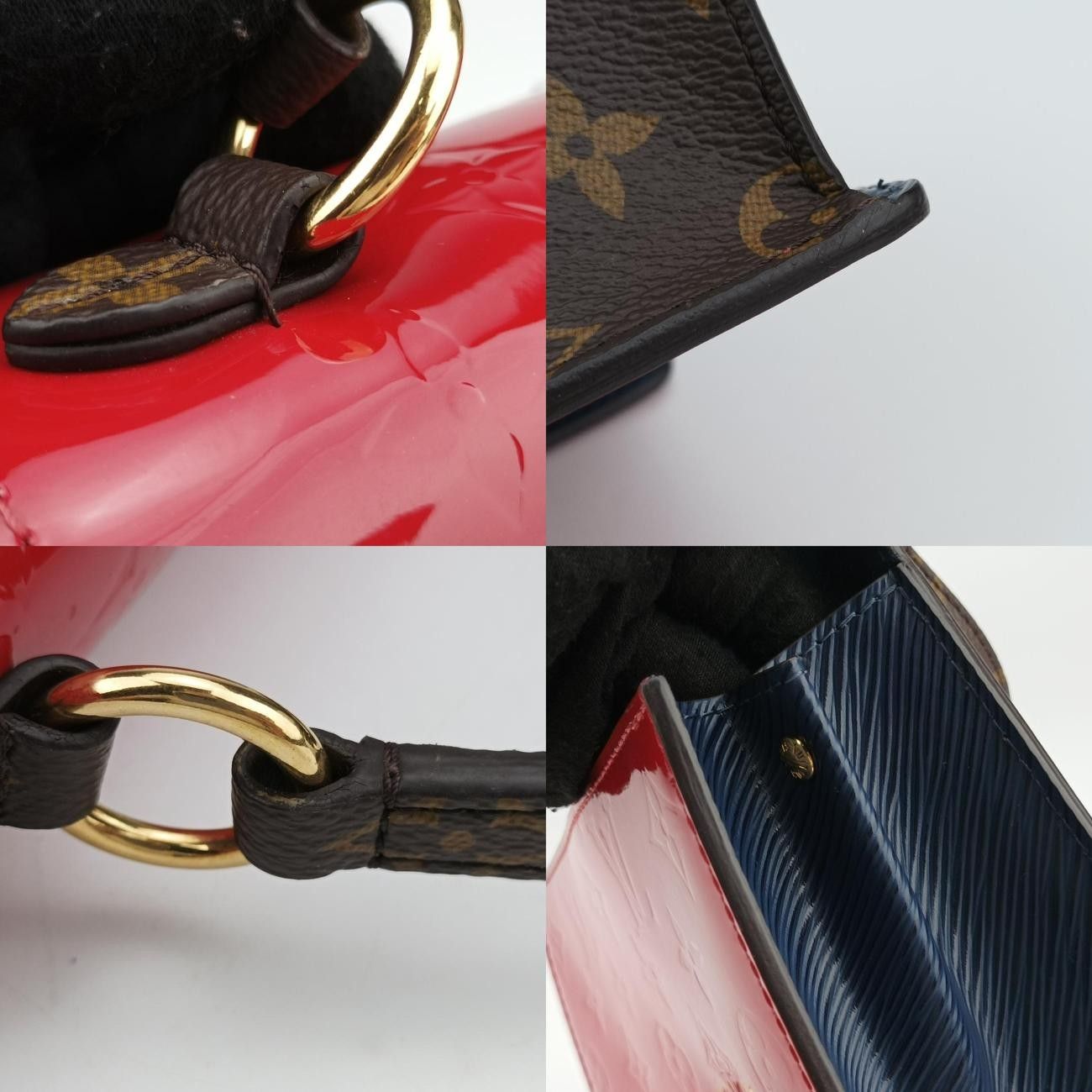 ブラウン系×スカーレット×ブルーヴェルニ×レザー×モノグラムキャンバスM90505FK0221 ICチップ