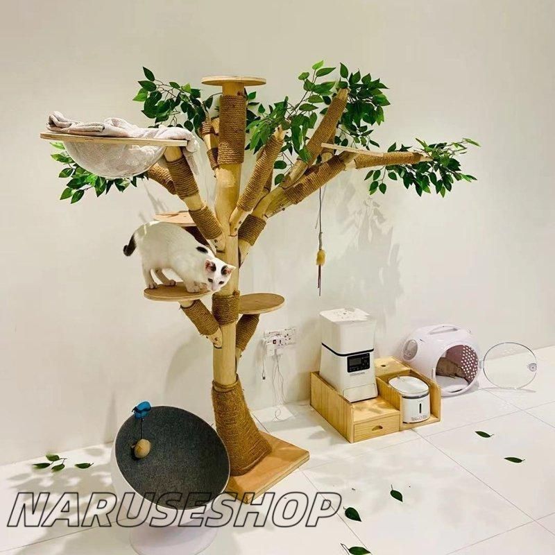 猫の活動ツリー 無垢材