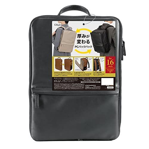 ブラック_~16インチ ナカバヤシ 厚みが変わる パソコンバッグ PCバックパック ～16インチ ブラック Z0527