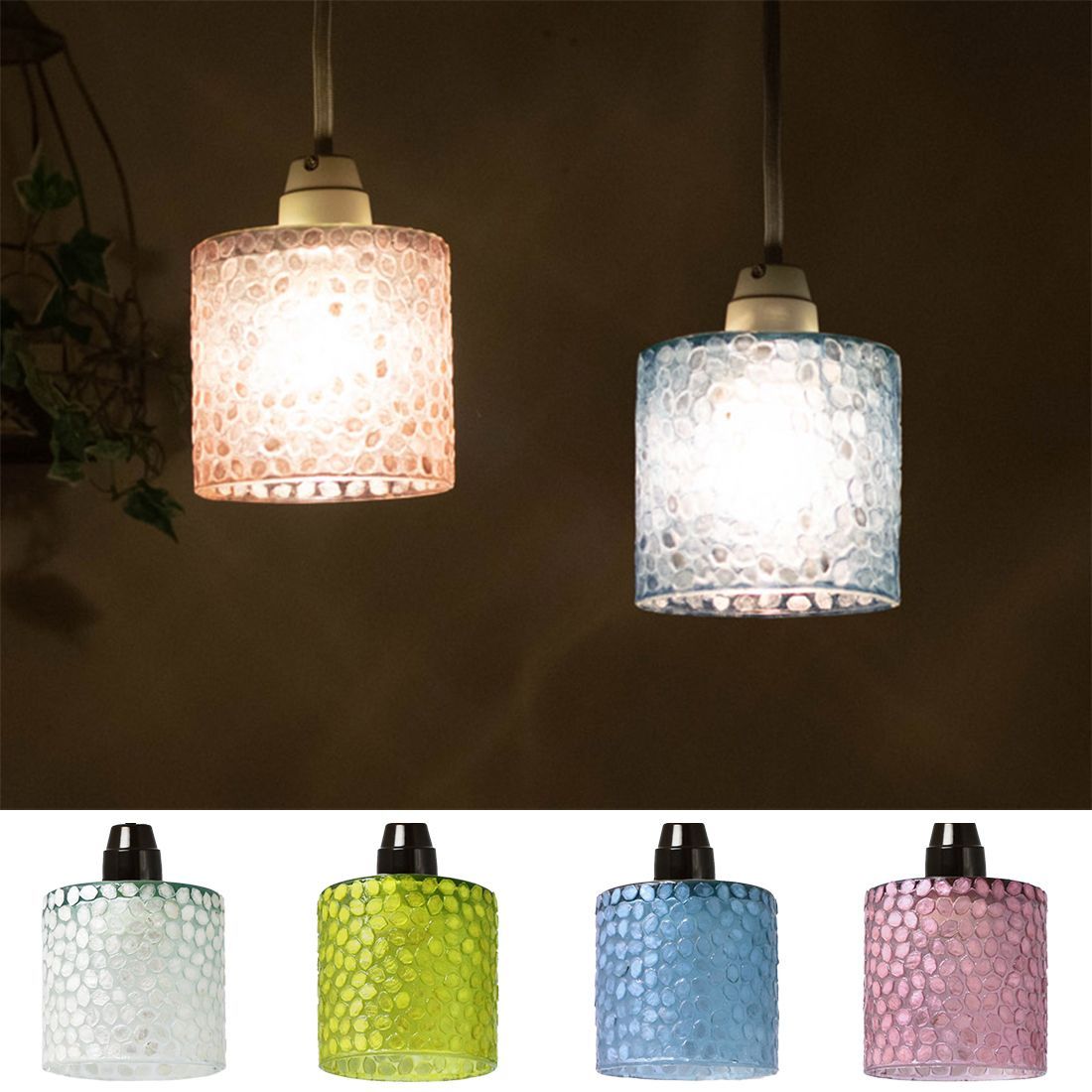 カピスモザイクシリンダーランプ　グリーン