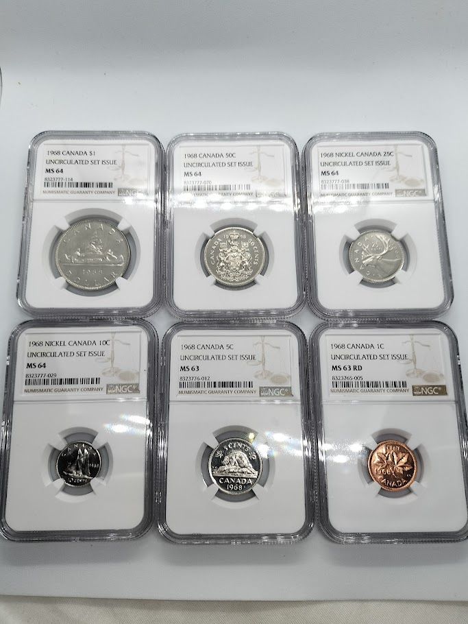 6枚セット NGC MS 64 1968年 カナダ UNCIRCULATED SET ISSUE