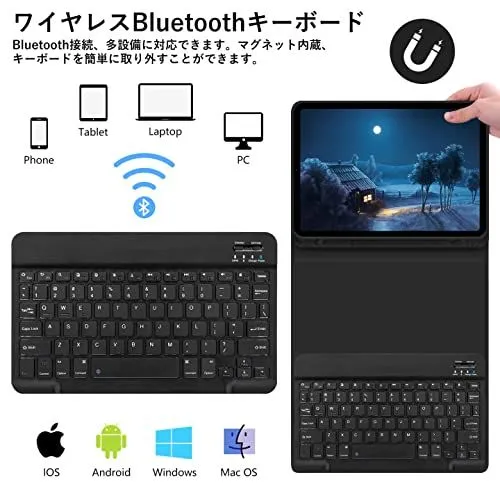 バックライトなし_ブラック GOOJODOQ iPad Air 5 キーボード ケース