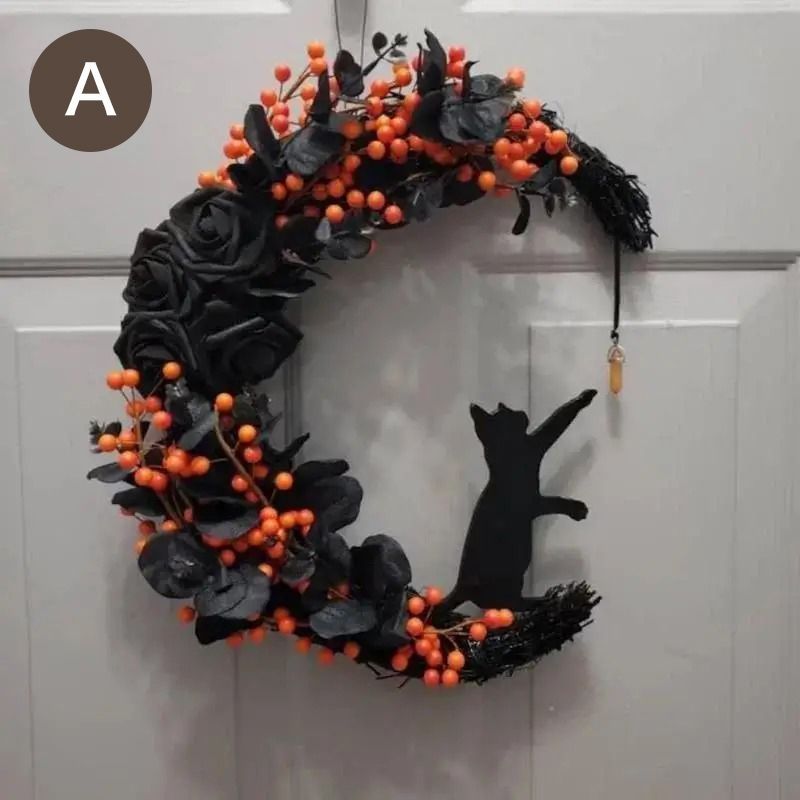 ハロウィンリース オーナメント ハンドメイド 三日月リース