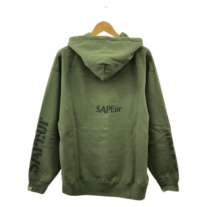 中古】SAPEur リフレクターロゴ ヘビースウェット XL カーキ サプール 