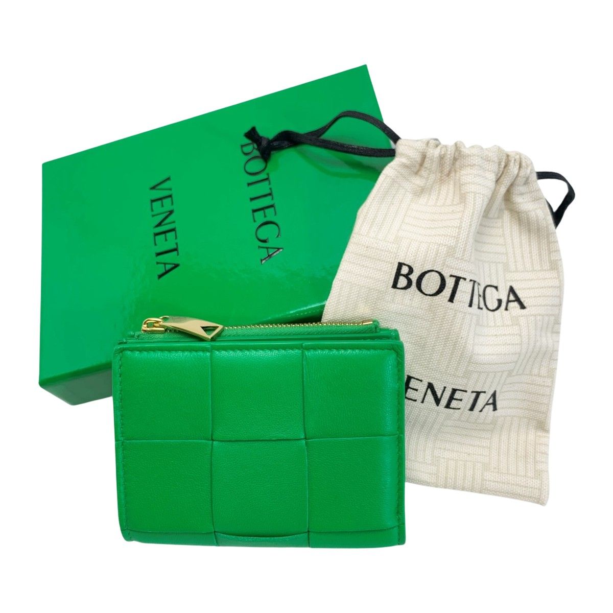 BOTTEGA VENETA ボッテガヴェネタ 財布 マキシイントレチャート スモールカセットコンパクトウォレット パキラートグリーン