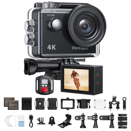 AKASOアクションカメラEK70004K30FPS20MP水中カメラWiFi搭載外部マイク対応40M防水HDMI出力170度広角レンズリモコン付き1050mAhバッテリー2個付きアクションカムウェアラブルカメラ
