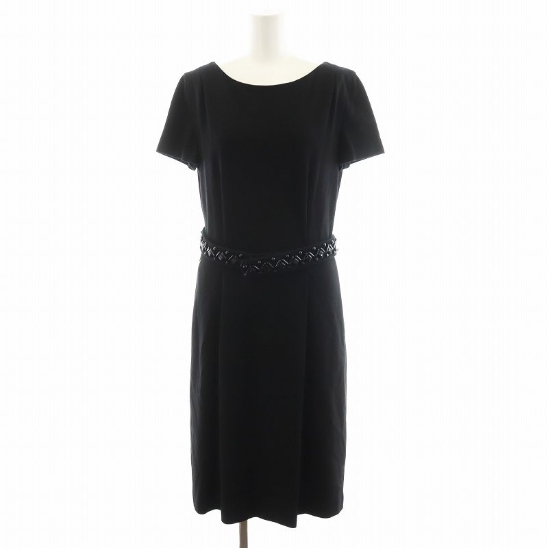 プラダ PRADA ワンピース ロング丈 半袖 シルク 絹 44S 黒 ブラック  