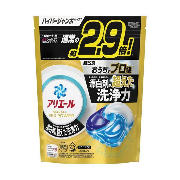 まとめ P＆Gアリエール ジェルボールプロ パワー つめかえ用 ハイパージャンボ 1パック 26個 ×5セット