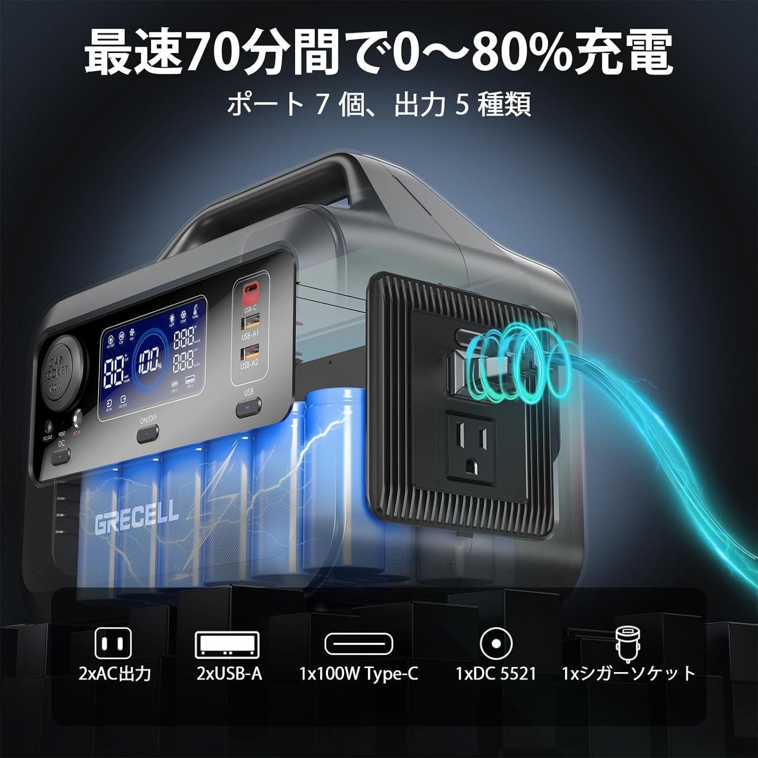 ポータブル電源 230Wh 300W 瞬間最大600W 家庭用蓄電池 小型軽量 BLUETTI AC2P 230Wh/300W ポータブル電源 ブルーティー 軽量