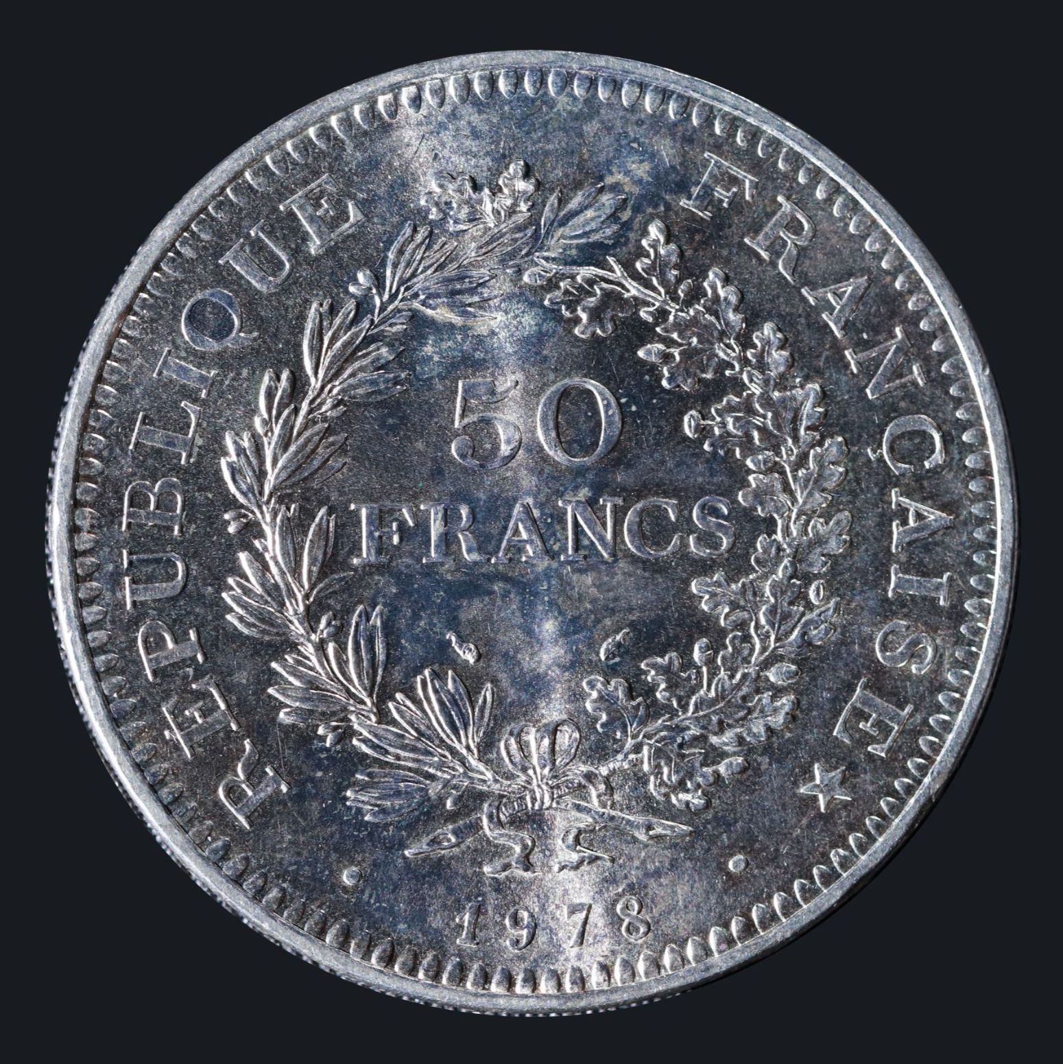 FRANCE 5th Rep 第五共和政 1958 50Francs 1978 Hercules 50フラン 銀貨