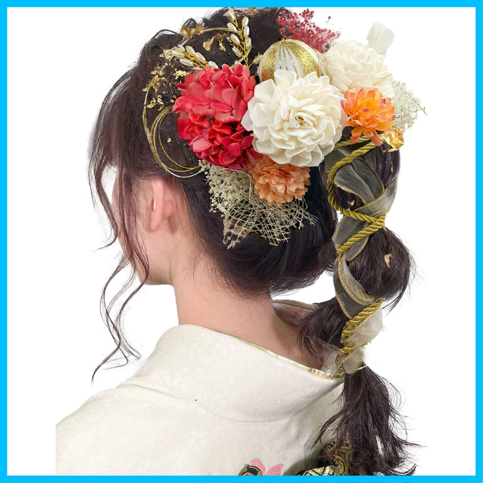【新着商品】浴衣 花 袴 成人式 成人式 振袖 着物 七五三 和服 人気 結納 金箔 かすみ草 和玉 卒業式 ヘアーアクセサリー 紐 入学式 水引 造花飾り ドライフラワー 結婚式 10色 髪飾り 発表会 