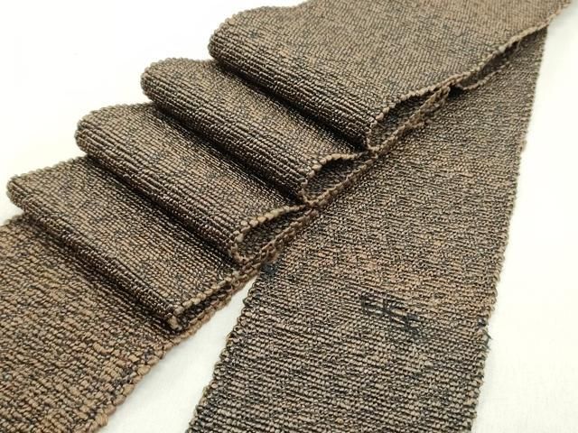 平和屋着物●男性 角帯 紬地 霞文 赤墨色 正絹 DAAY0057ob