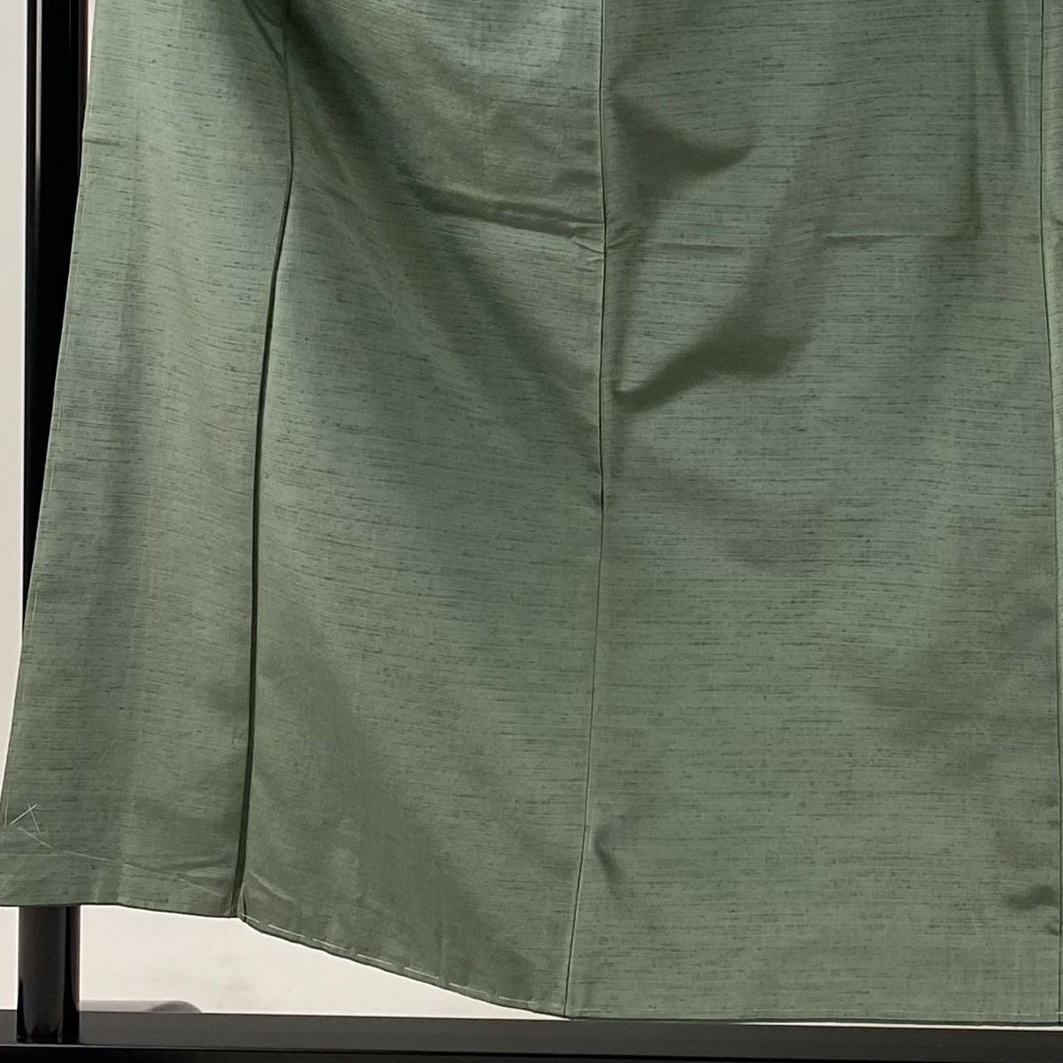 男着物 身丈154.5cm 裄丈72.5cm L 袷 紬地 灰緑 正絹 秀品
