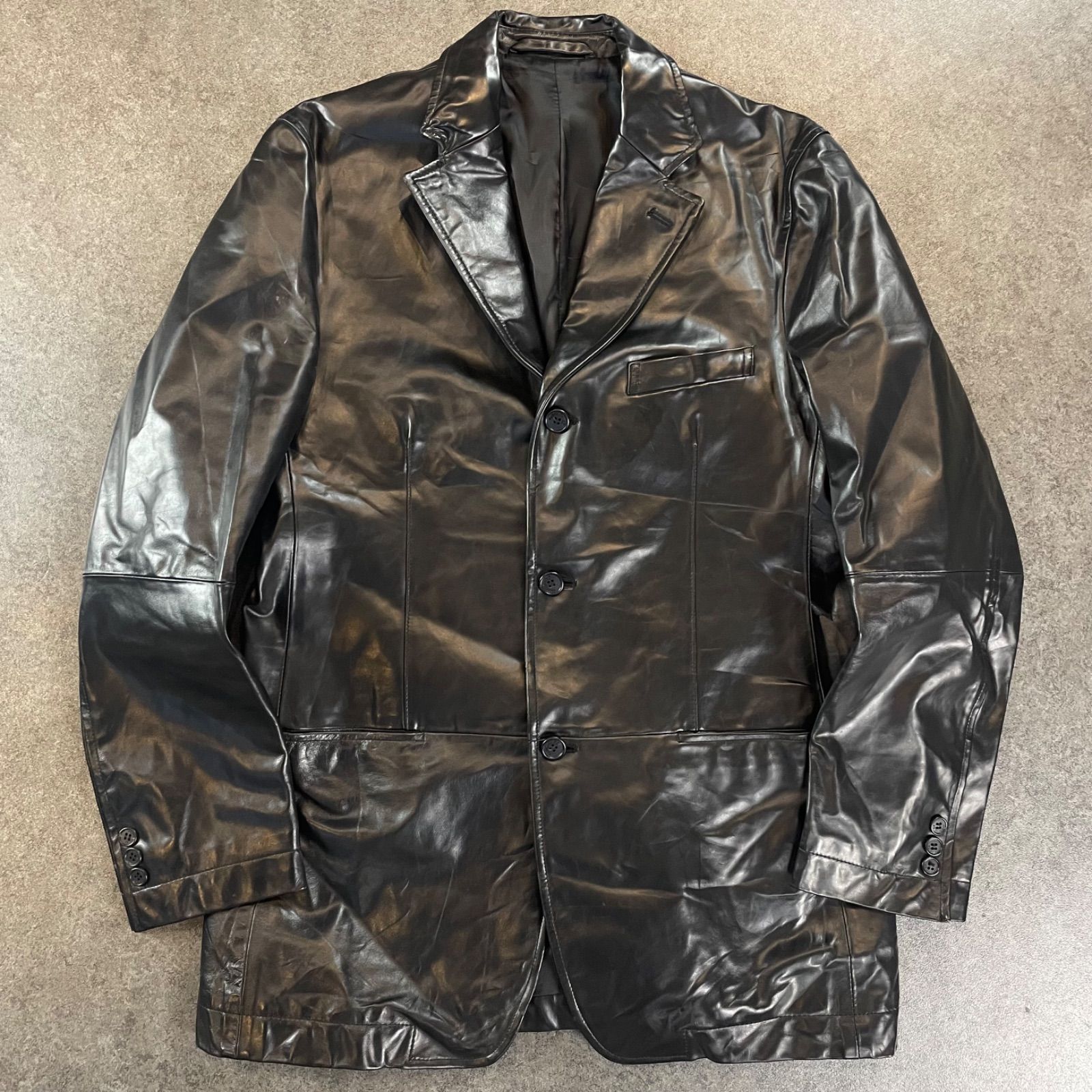 EZ by Zegna メンズレザージャケット革ジャン黒M EZ by Zegna メンズレザージャケット革ジャン黒M