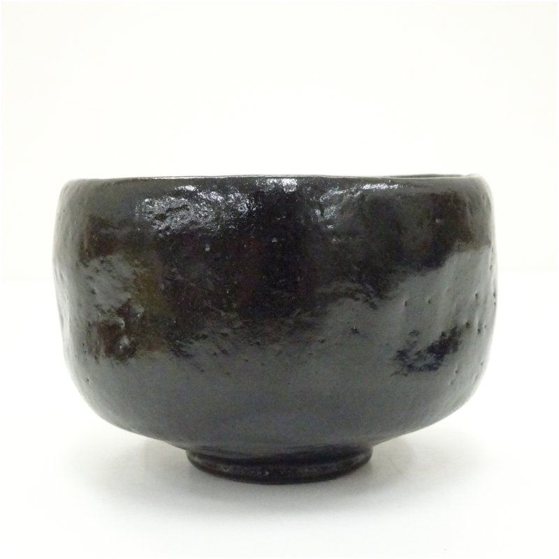 ☆大樋焼／黒釉薬.抹茶碗.茶道具.大薮窯 大樋焼 伊豆蔵撫山造 小売業者 黒釉茶碗（共箱） 茶道 抹茶 おしゃれ