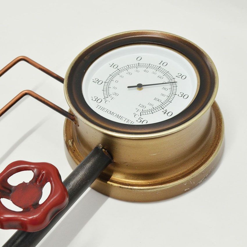 Steampunk ウォールクロック ブラック withダイアル スチームパンク 掛け時計 スチーム管 スチームメーター