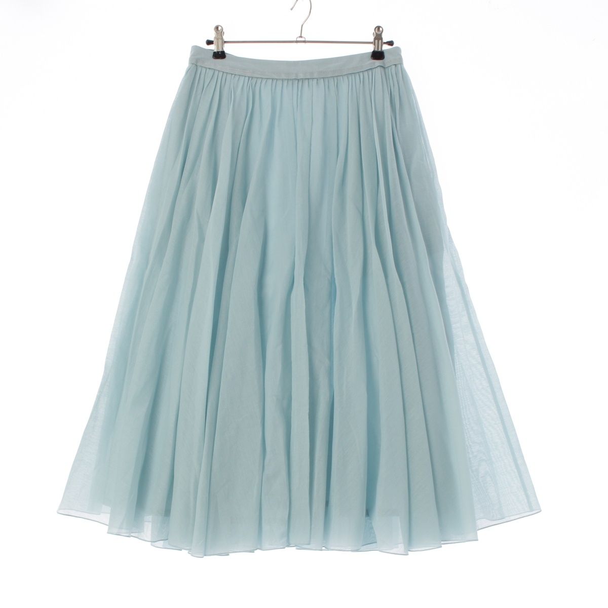 フォクシー Sheer Circular コットン×シルク プリーツ レース スカート 40950 ブルー 40