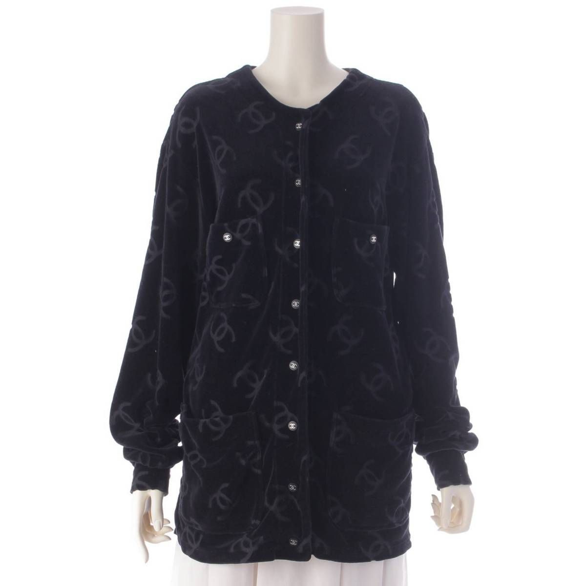 CHANELベロアノーカラージャケット CHANEL ノーカラー ベロア ジャケット