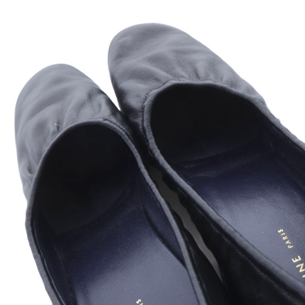 セリーヌ フィービー期 バレリーナ チャンキーヒールパンプス レザー  