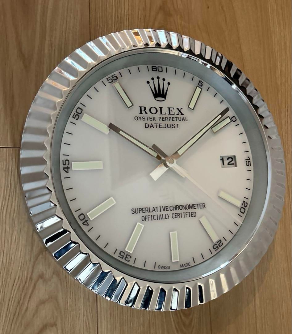 希少　海外販促品 新品 ROLEX デイトジャスト大型掛け時計　シルバー 海外販促用 ROLEX ロレックス デイトジャスト大型掛け時計