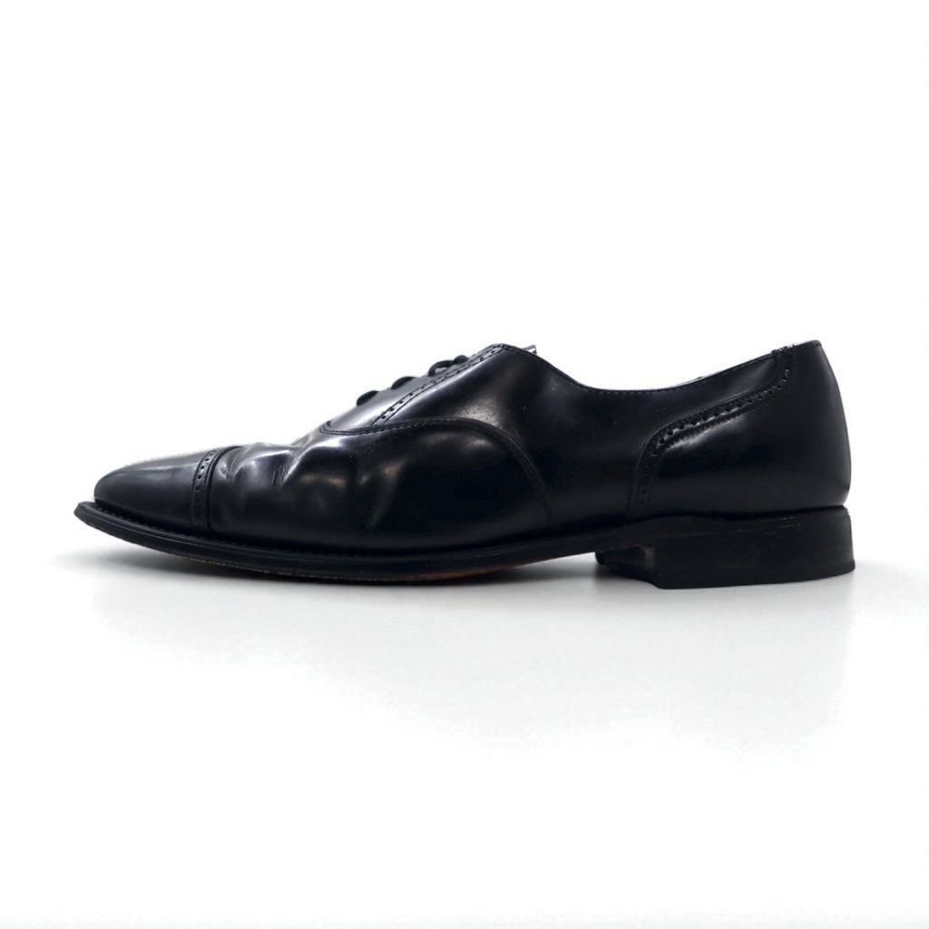 FLORSHEIM キャップトゥ ドレスシューズ 27cm ブラック レザー Vintage Punched Cap Toe Dress Shoes パンチドキャップトゥ