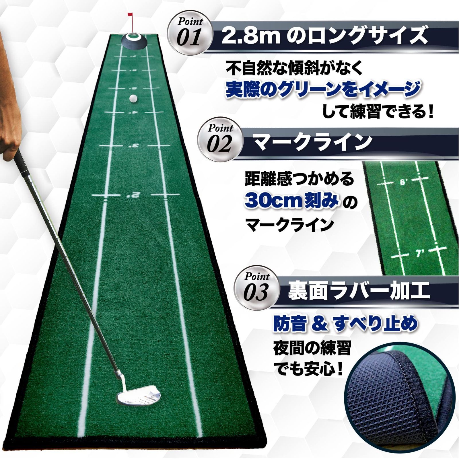 パターマット 9点セット 【アプローチも練習できる】パター練習マット ゴルフ パターカップ  SEAVER GOLF