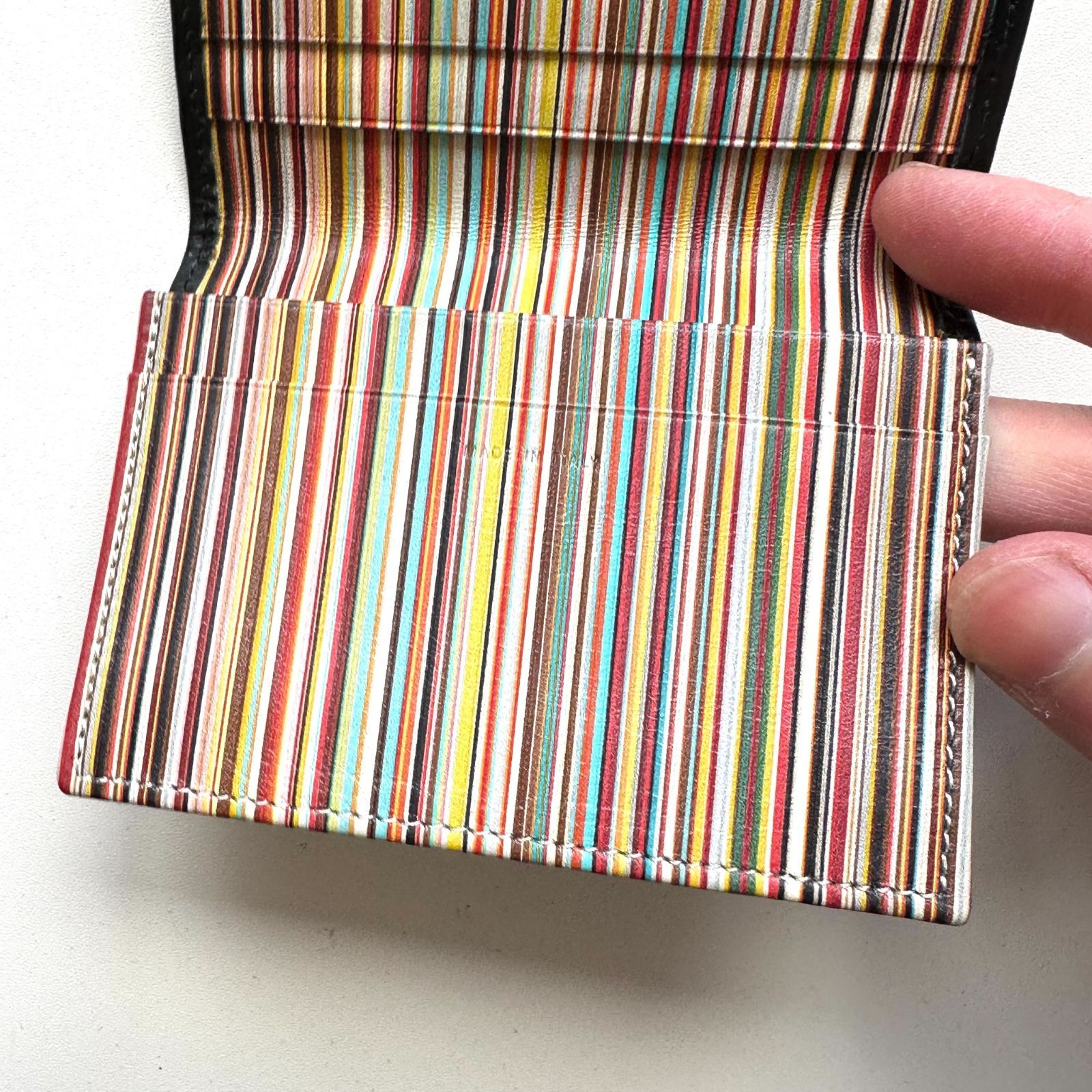 Paul Smith ポールスミス ブラック マルチストライプ 名刺入れ ポールスミス Paul Smith 名刺入れ サフィアノ MULTI STRIPE
