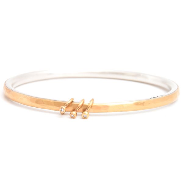 稀少 マルコムベッツ ハンマリングバングル3pダイヤ SV×22k 稀少 マルコムベッツ ハンマリングバングル3pダイヤ SV×22k