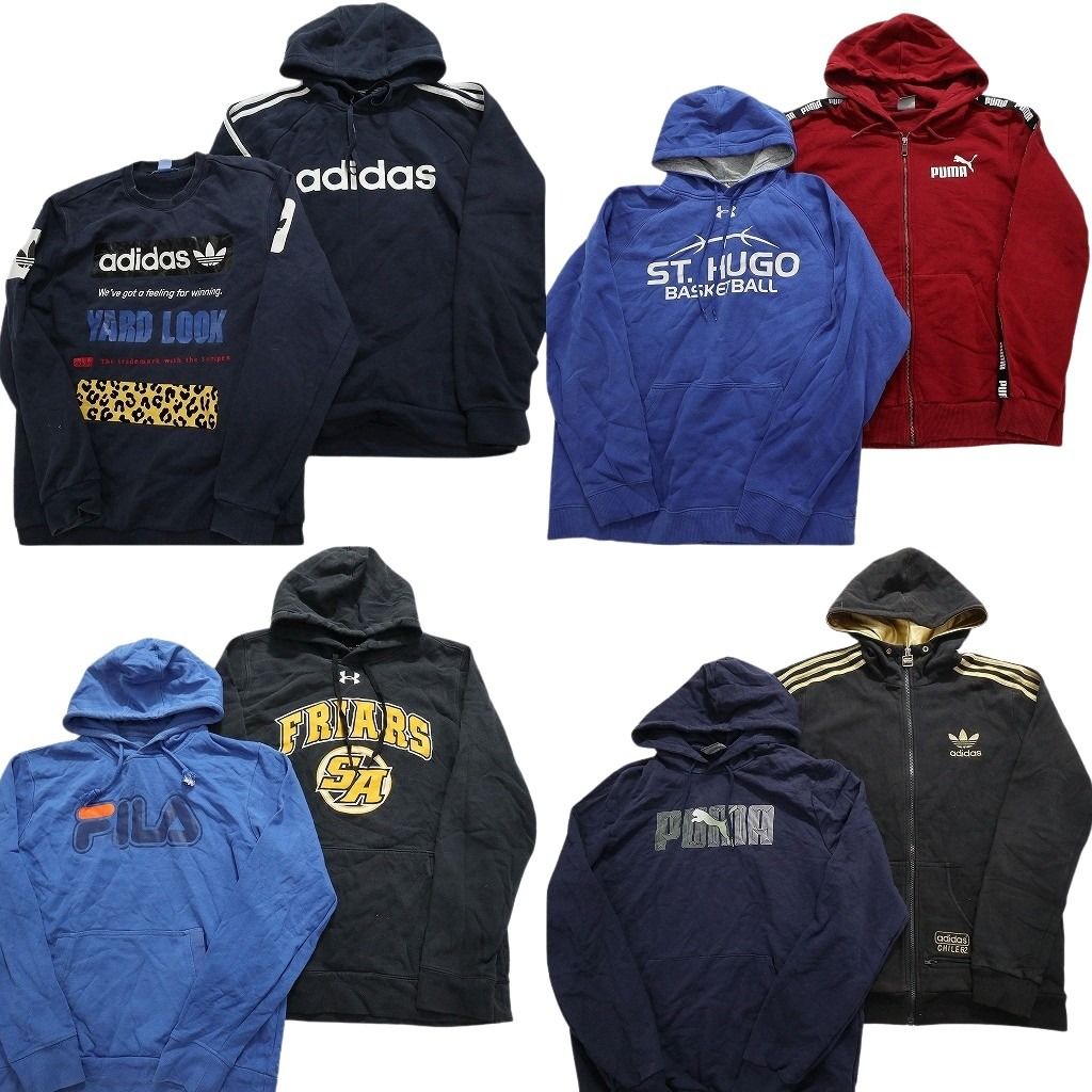 古着卸 まとめ売り スポーツブランドMIX スウェット 8枚セット (メンズ M ) アディダス プーマ アンダーアーマー FILA MW3368