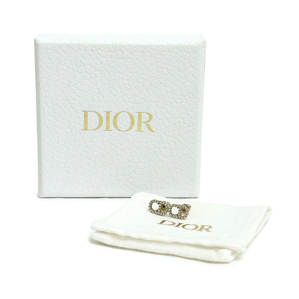 クリスチャンディオール クレール ディー リュヌ CDロゴ ラインストーン ピアス ゴールド E1715CDLCY 箱付 Christian Dior（新品・未使用品）