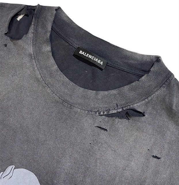 Balenciaga Farfetch コラボ シロサイ ダメージ加工 Tシャツ