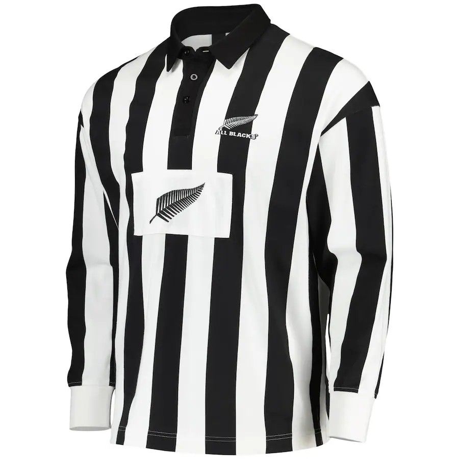 【送料無料・匿名配送】ファンタティクス ラグビー ニュージーランド代表 オールブラックス 2024/25 ストライプ ポロシャツ 長袖 黒・ブラック/白・ホワイト 公式モデル 日本未発売 新品