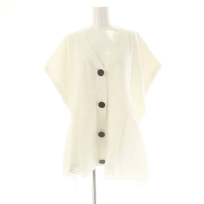 ADORE タフタペプラムガーデ サイズ38■ホワイト アドーア ADORE 24AW タフタペプラムカーディガン ニット切替 38 白