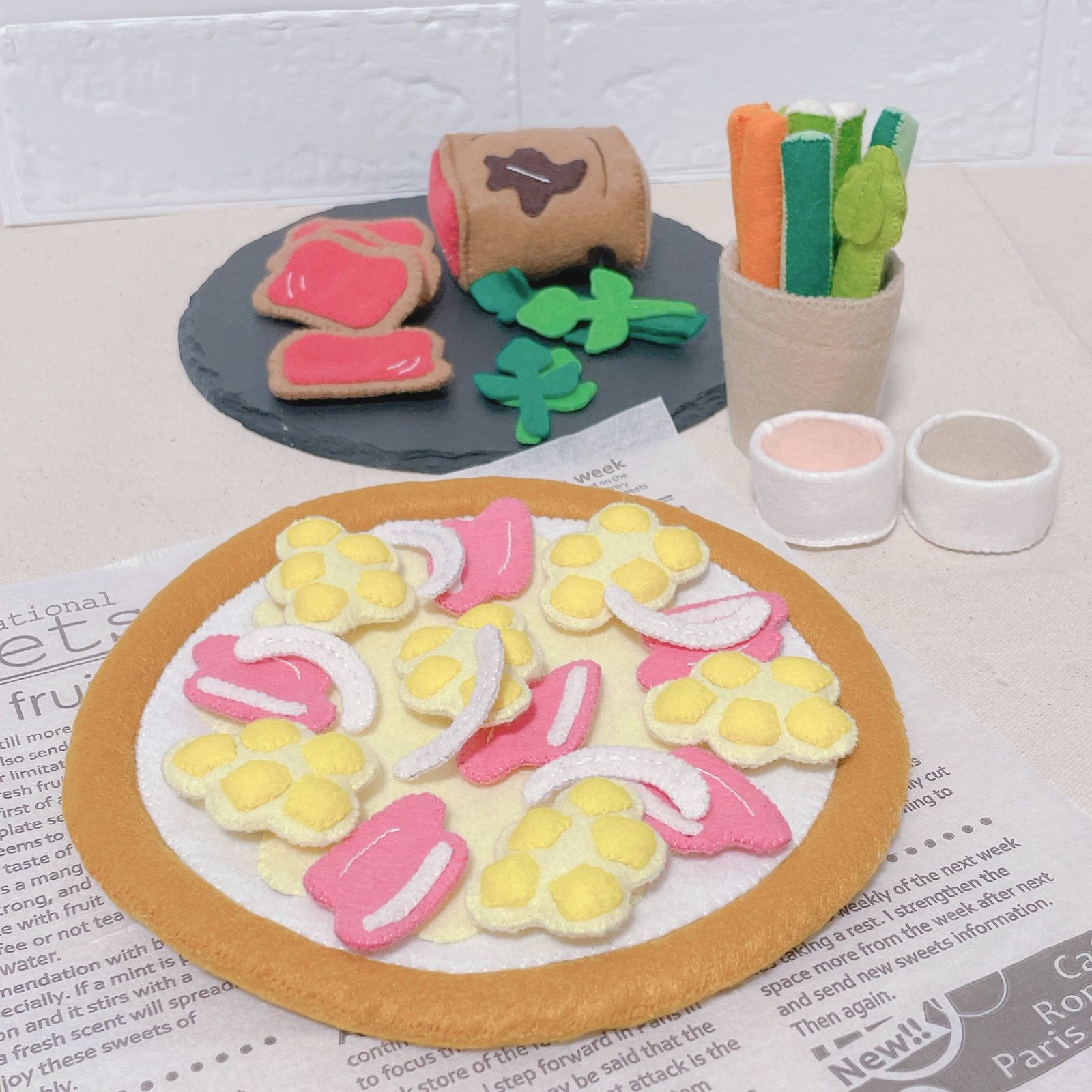 ピザ フェルトままごと ピザ屋さん ハンドメイド - メルカリ