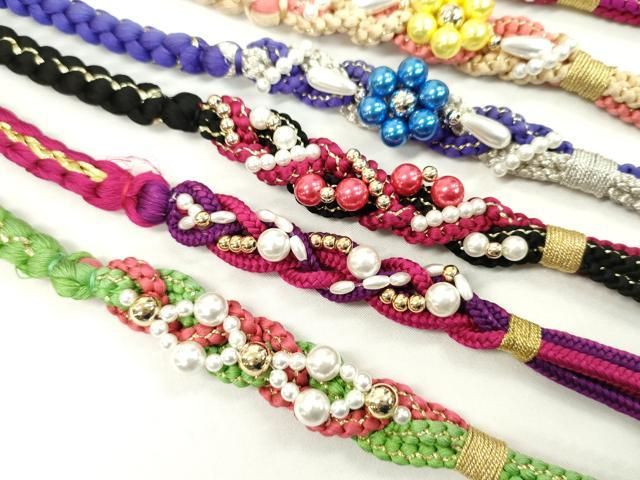 平和屋着物 和装小物 振袖用飾り付き帯締め10本セット パール 花 金銀糸 CAAX8201ju