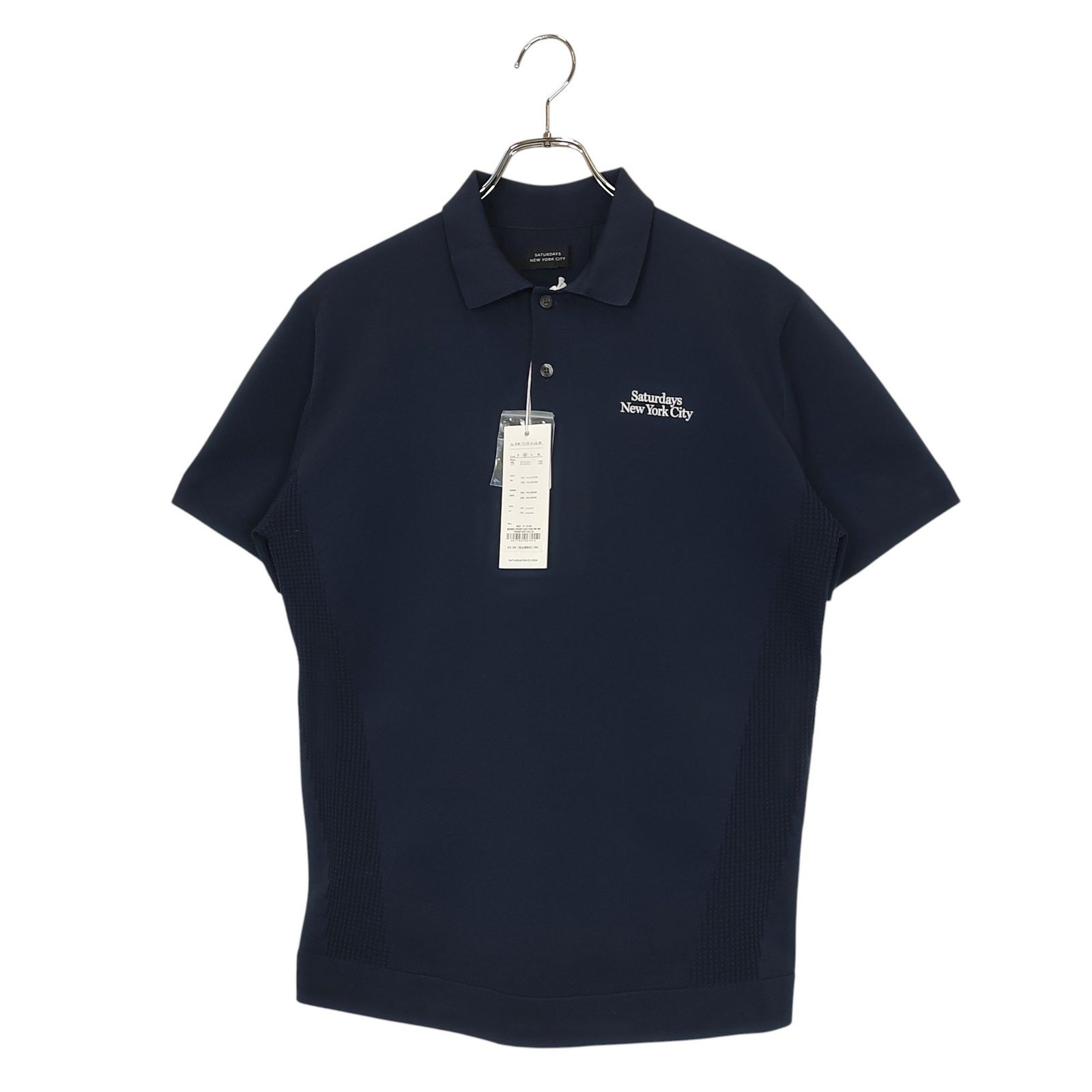 SATURDAYS NEW YORK CITY サタデーズ ニューヨークシティ Side Mesh Polo ストレッチ 半袖 ポロシャツ BGM-15130-A M ネイビー メンズ
