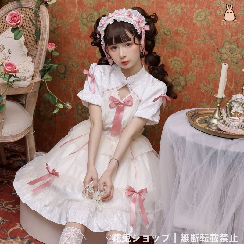 2025 ホワイト のカワイイロリータコスプレドレス ゴスロリ風 撮影イベントや仮装用
